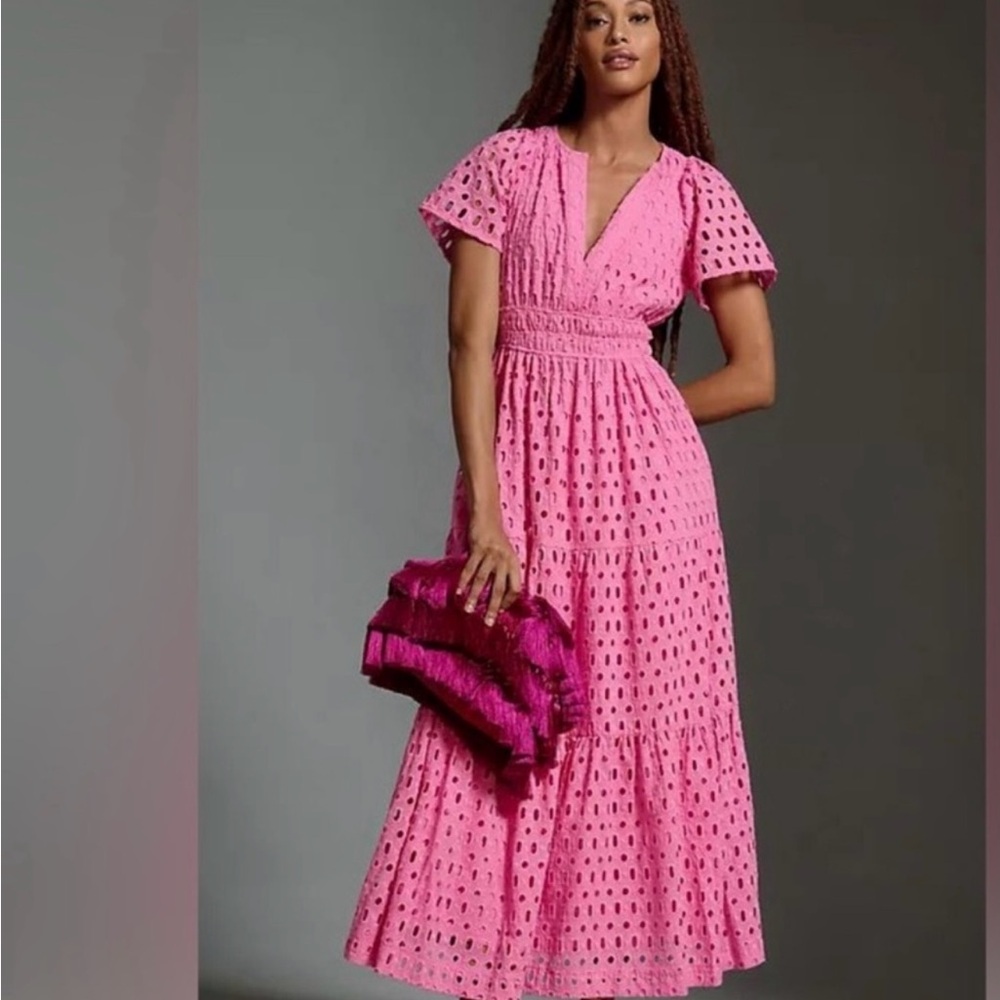 Anthropologie Somerset Pink Eyelet dress